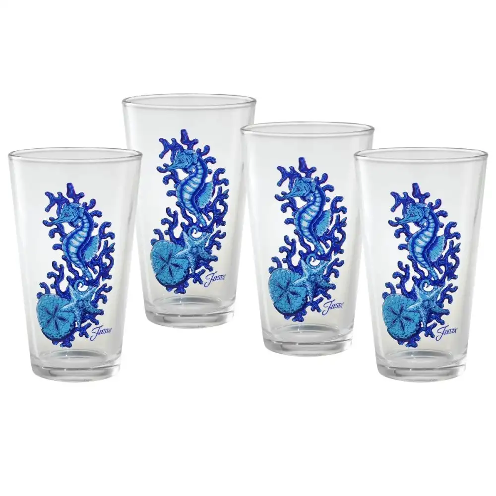 Fiesta® 16oz Tapered Cooler Glasses (Set of 4) | Coastal Seahorse