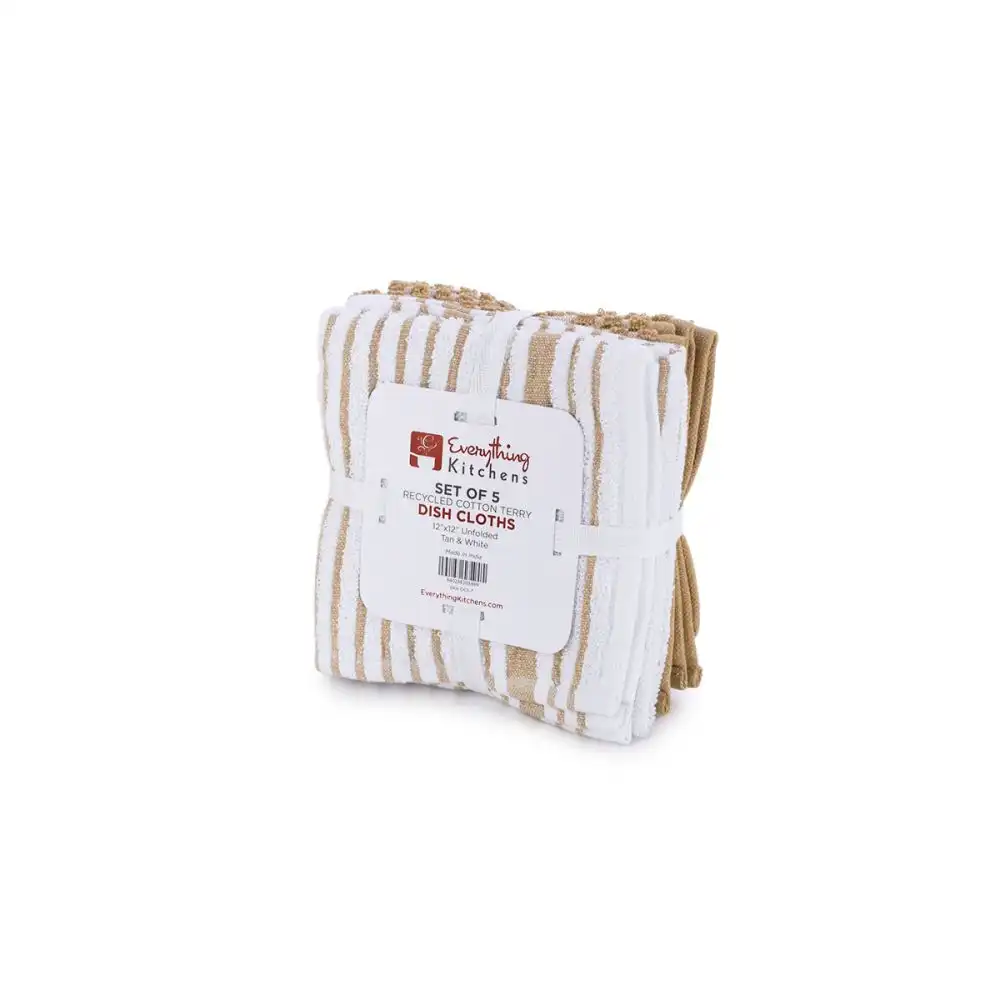 Alternative view of Everything Kitchens Modern Essentials Oversized Recycled Cotton Terry Kitchen Dish Cloths (Set of 5) | Tan & White