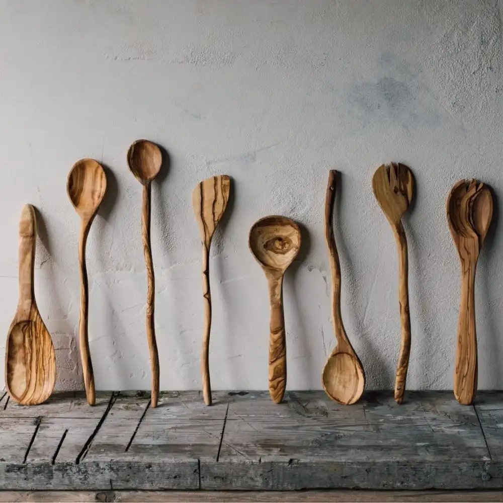Alternative view of Danica Heirloom 14" Wavy Spoon | Olive Wood