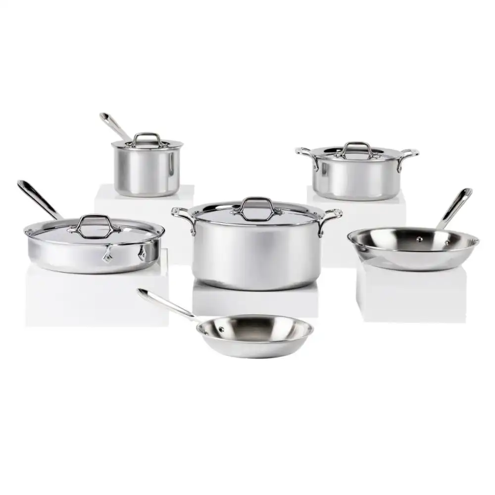 All-Clad D3 Stainless Steel 3-Ply Bonded Cookware Set | 10-Piece