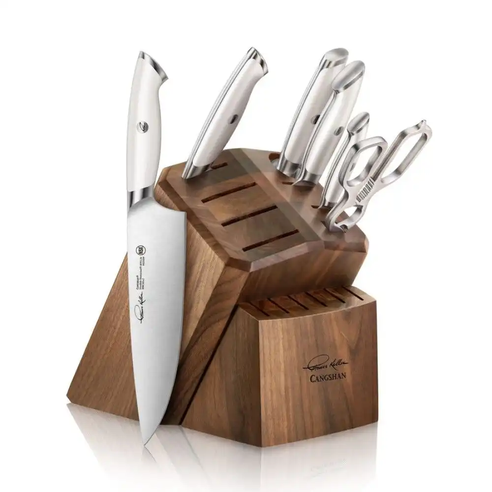 Cangshan Cutlery Thomas Keller Signature Collection 7-Piece Knife Block Set | White