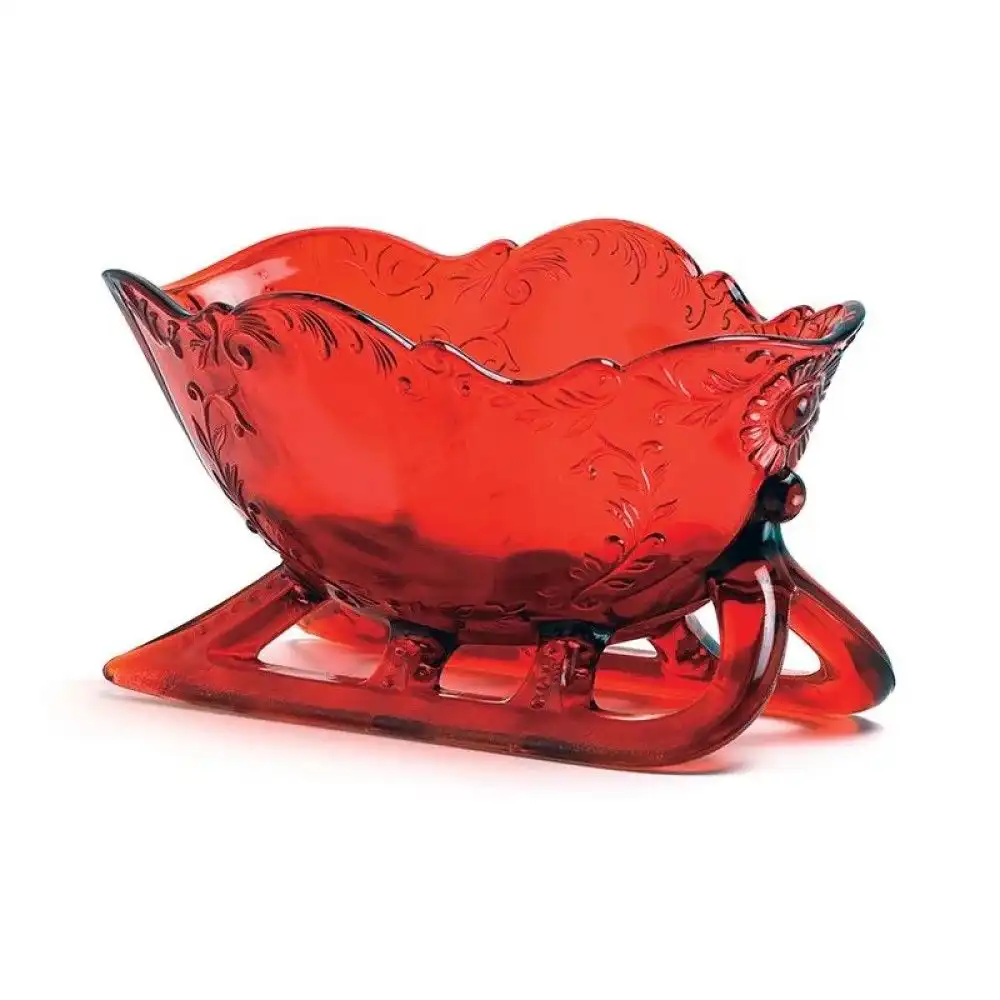 Mosser Glass Holiday Collection Sleigh Figurine | Red