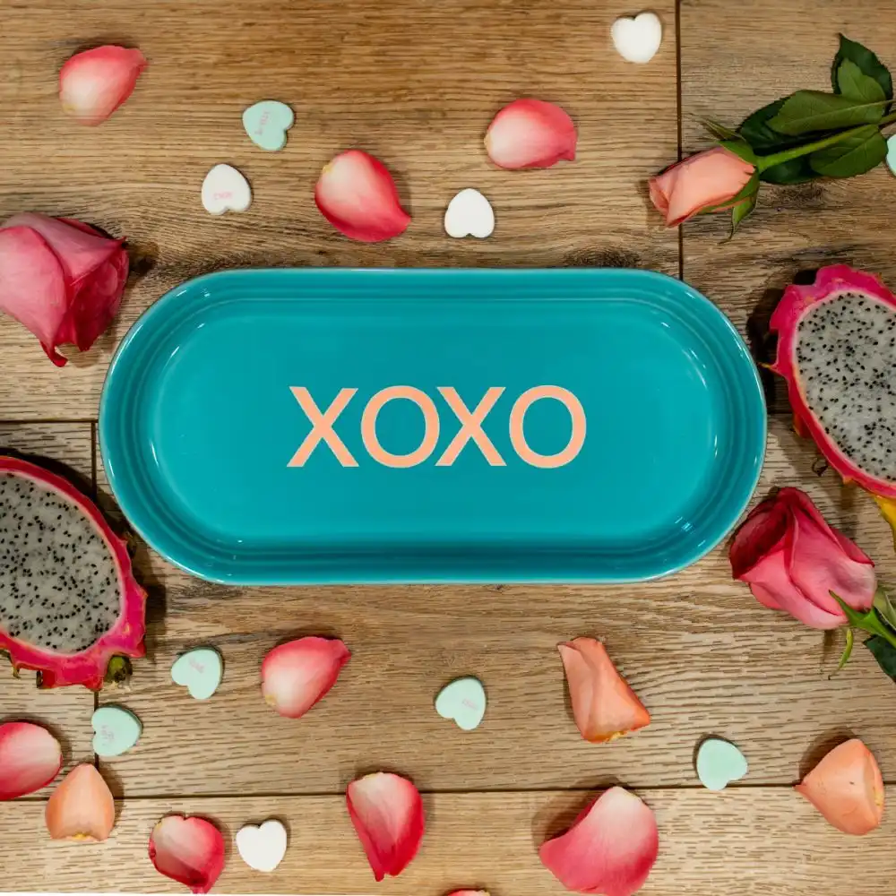 Alternative view of Fiesta® Sweet Candy Hearts 12" Oblong Serving Platter | XOXO (Turquoise)