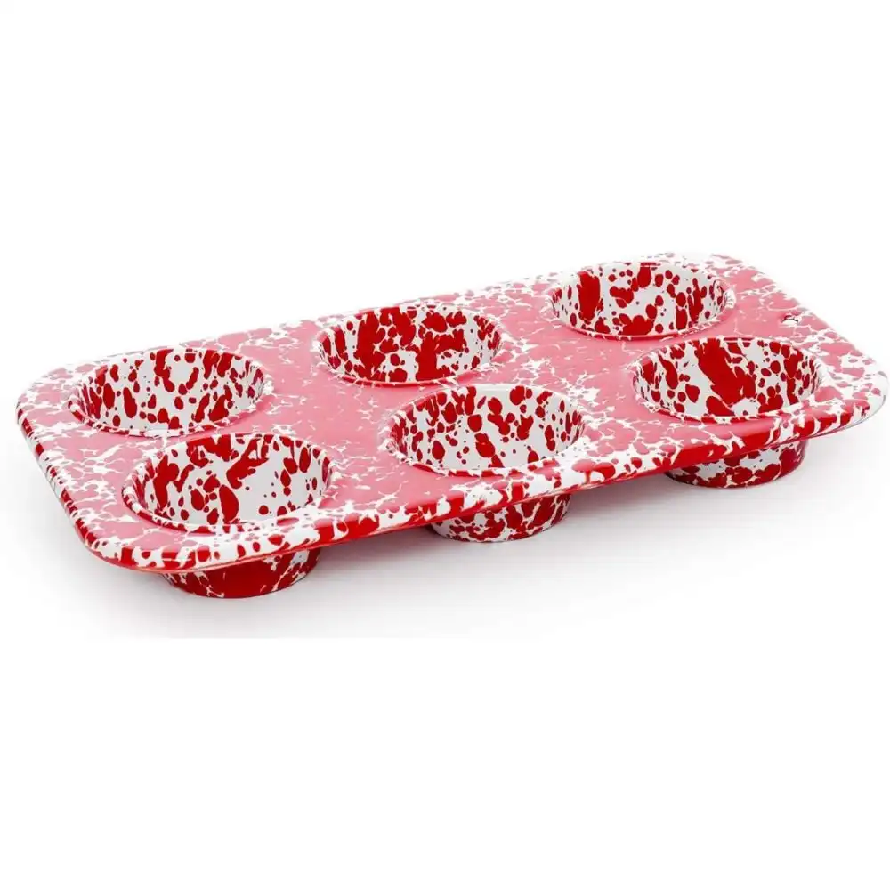 Crow Canyon 6-Cup Muffin Pan | Red Splatter