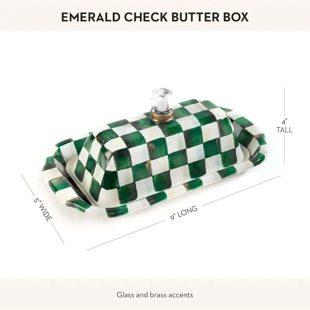 Alternative view of MacKenzie-Childs Emerald Check Butter Box