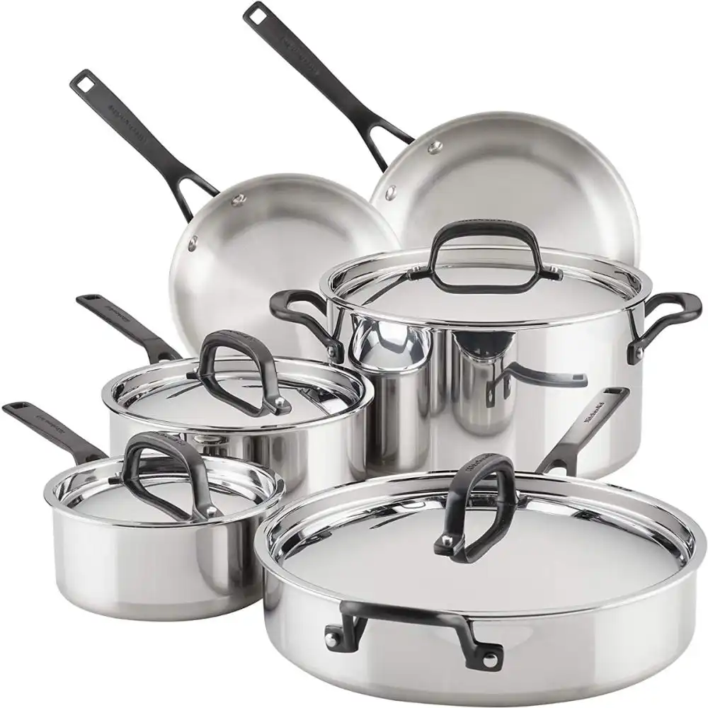 KitchenAid 5-Ply Stainless Steel Cookware Set | 10-Piece