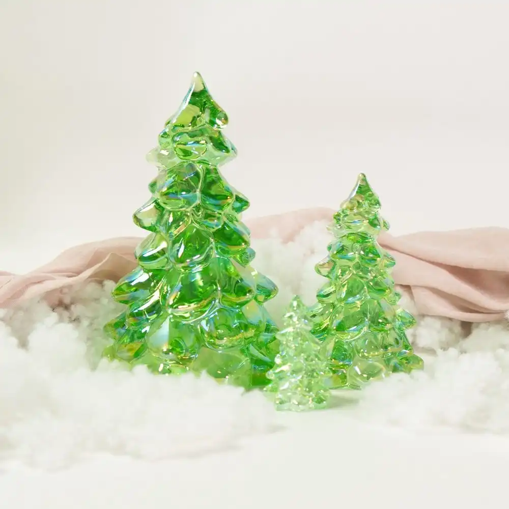 Alternative view of Mosser Glass Holiday Collection 8" Tree Figurine | Apple Green Carnival