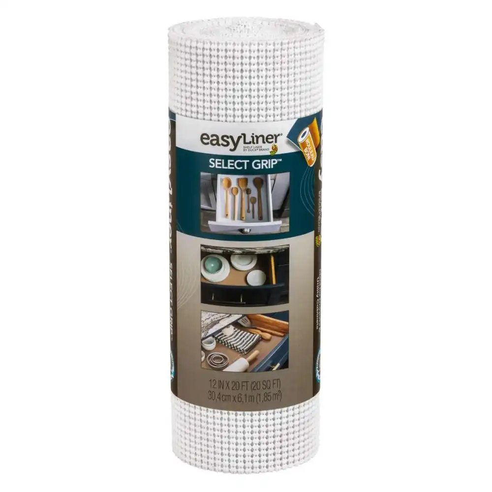 Duck Brand Easy Liner Select Grip 12" x 20' Shelf Liner | White