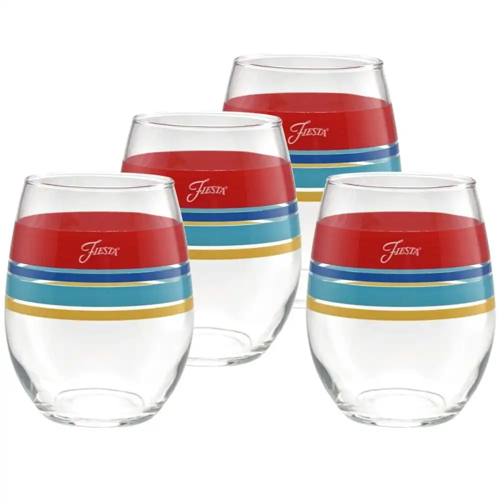 Fiesta® 15oz Stemless Wine Glasses (Set of 4) | Edgeline Vibrant