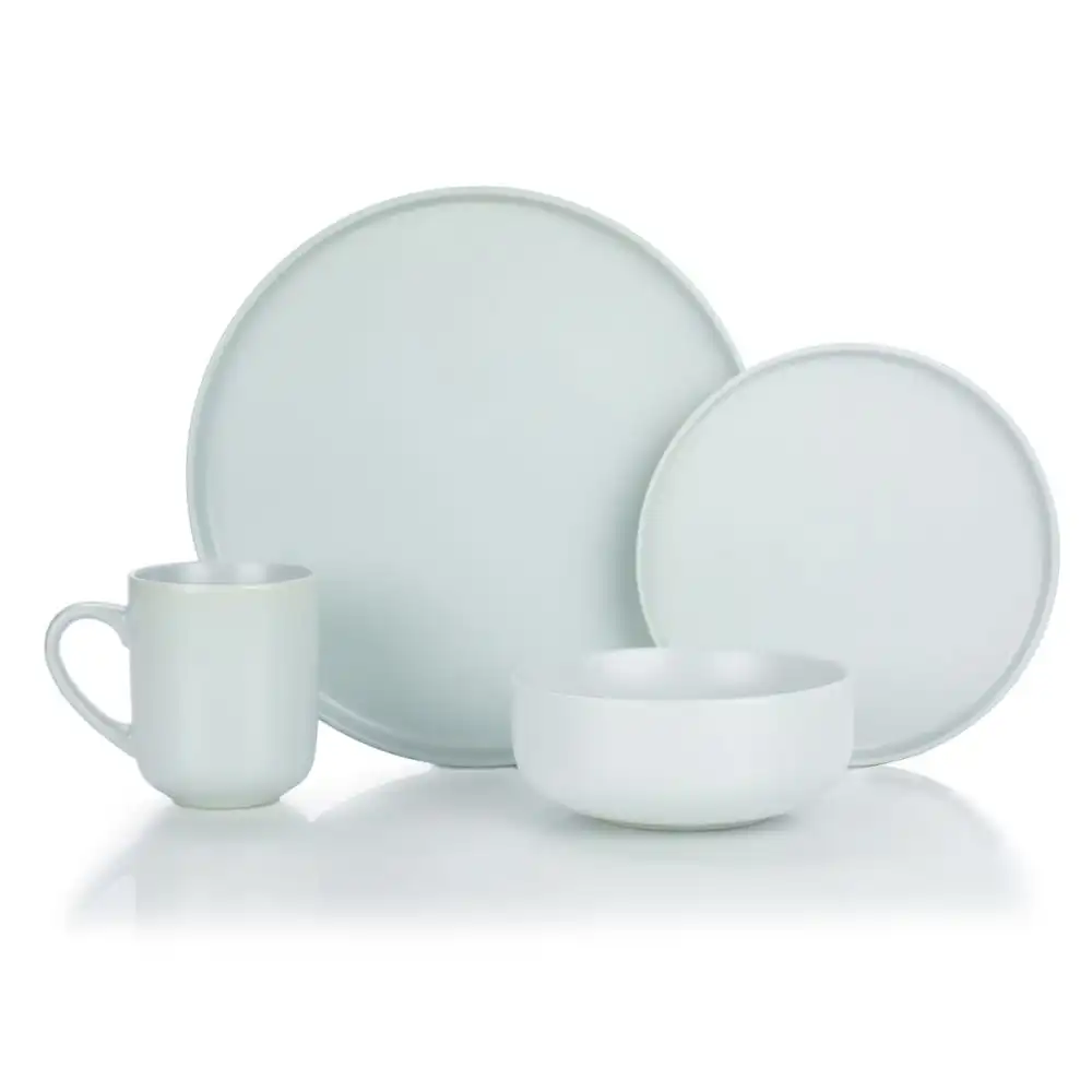Everything Kitchens Modern Flat 16-Piece Dinnerware Set | Stone Gray