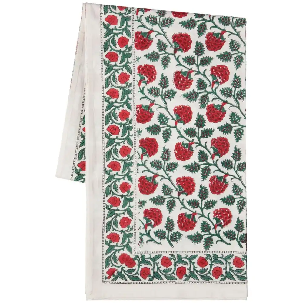 Alternative view of Danica Heirloom 60" x 90" Block Print Tablecloth | Carnation