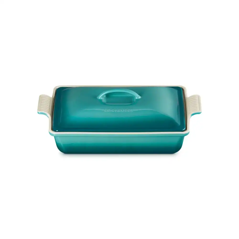 Alternative view of Le Creuset Heritage 4 Qt. Rectangular Covered Casserole | Blue Riviera