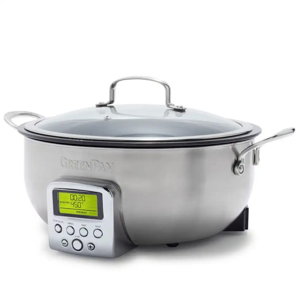 GreenPan Multifunction Deep 6-Quart Electric Skillet | Stainless Steel