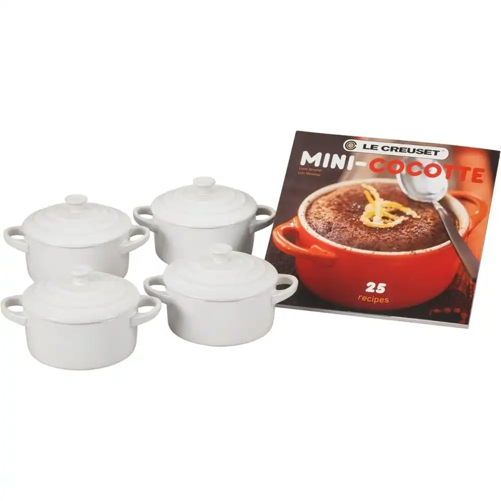 Le Creuset Mini Cocottes & Cookbook (Set of 4) | White