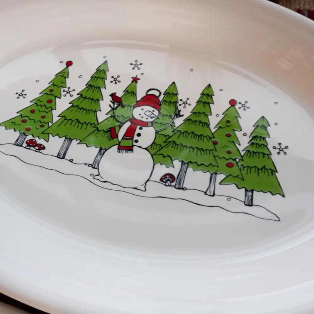 Alternative view of Fiesta® 13.6" Large Oval Serving Platter | Christmas Whimsy (White)
