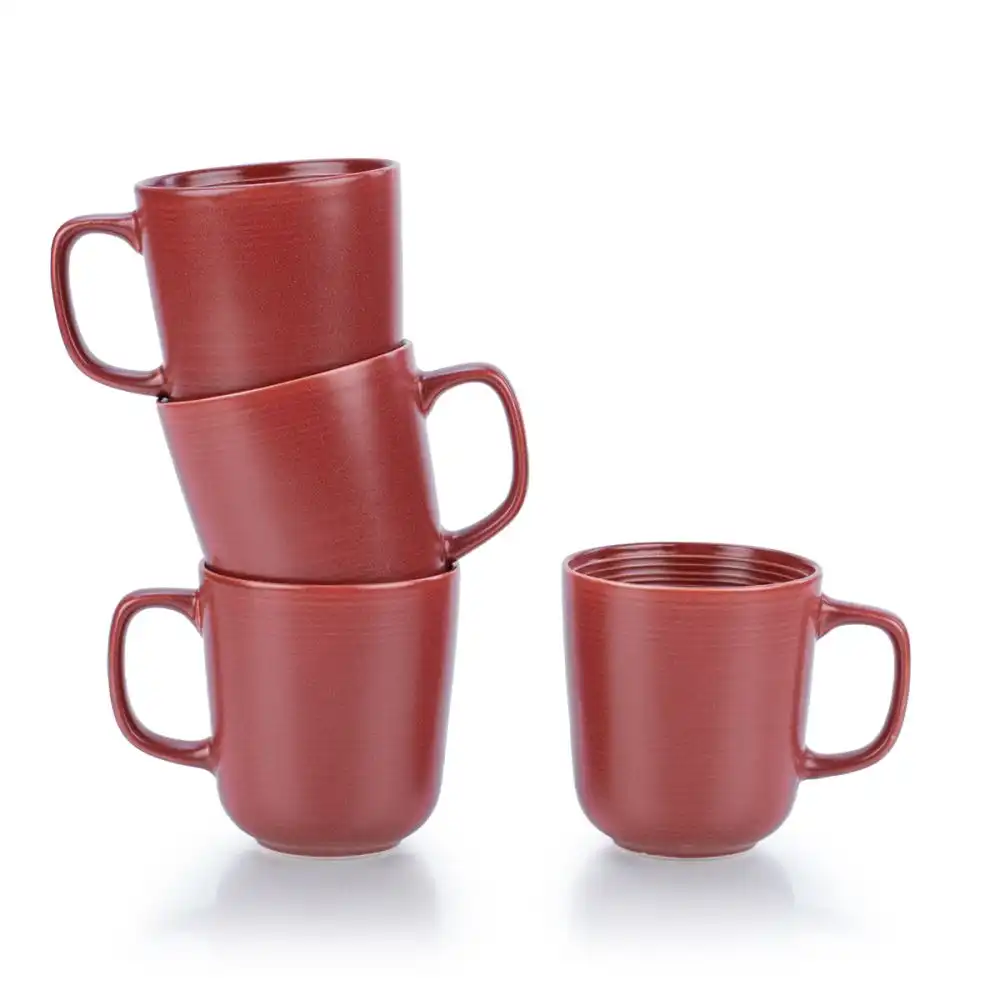 Everything Kitchens Deep Matte 12oz Mugs (Set of 4) | Red