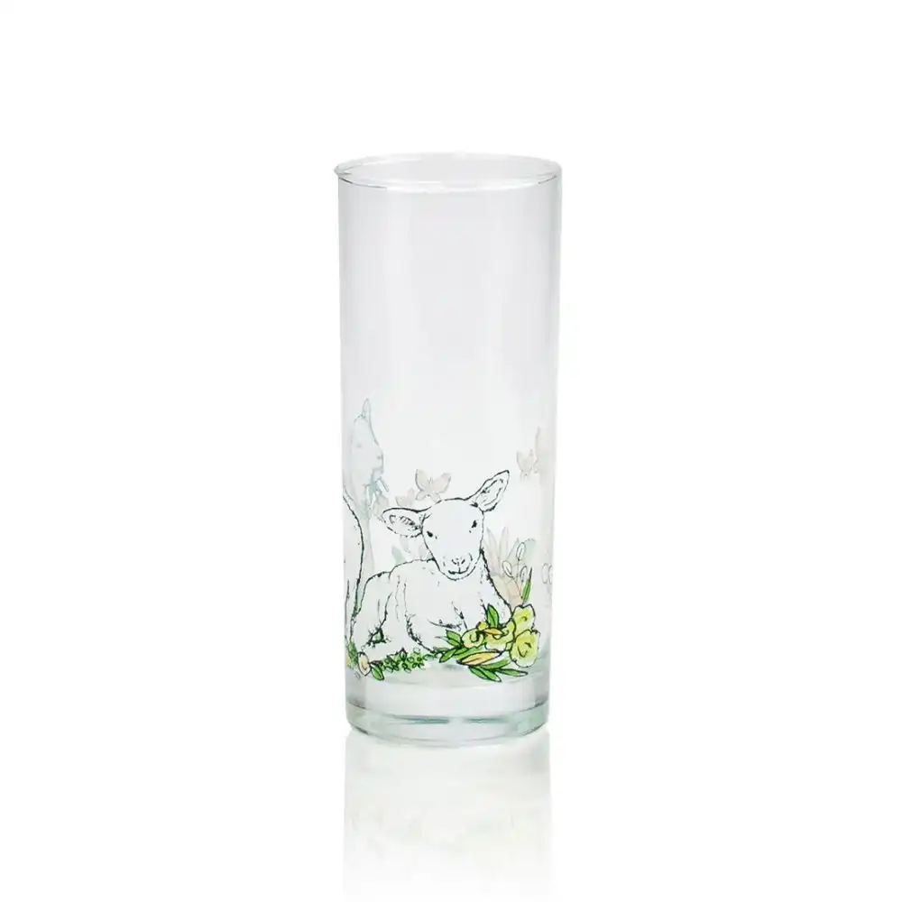 Alternative view of Everything Kitchens Barnyard Baby Animals 8 oz Drinking Glass | "Leaping Sheep" - Lamb