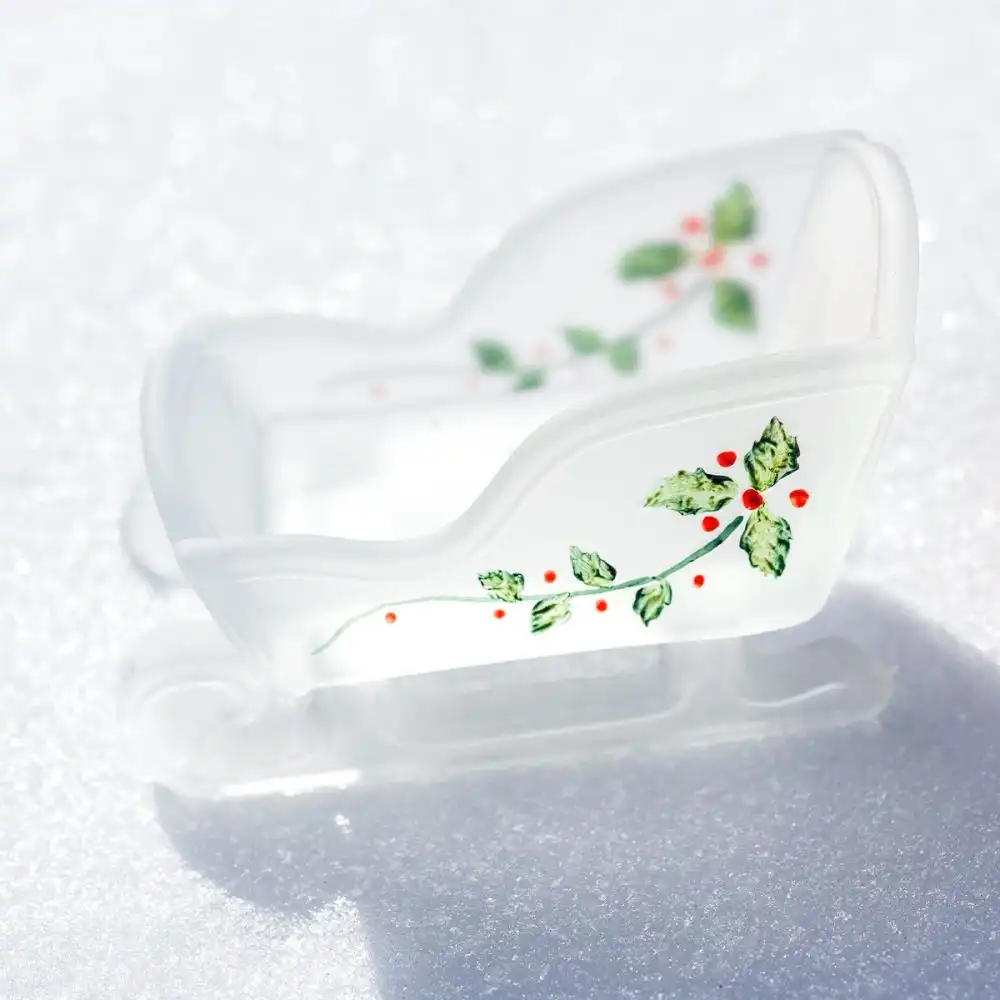 Alternative view of Mosser Glass Holiday Collection Mini Sleigh Figurine | Crystal Satin Decorated
