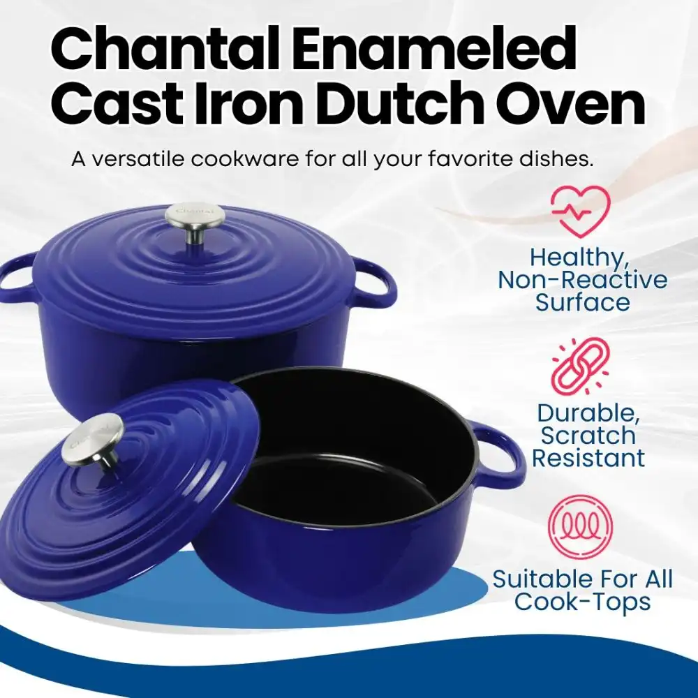 Alternative view of Chantal 3Qt. Round Cast Iron Dutch Oven | Cobalt Blue