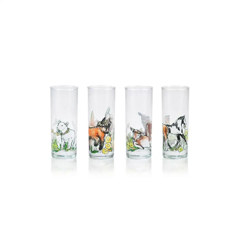 Everything Kitchens Barnyard Baby Animals Drinking Glasses (Set of 4) | Assorted