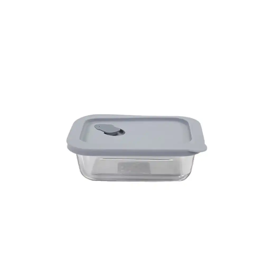 Click Clack 0.4 Quart Cook+ Rectangular Heatproof Glass Container | Grey