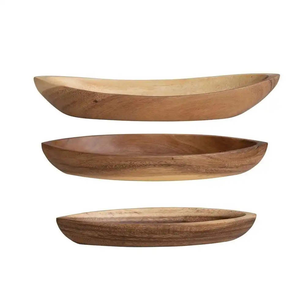 Creative Co-Op Acacia Wood Serving Bowls | Set of 3