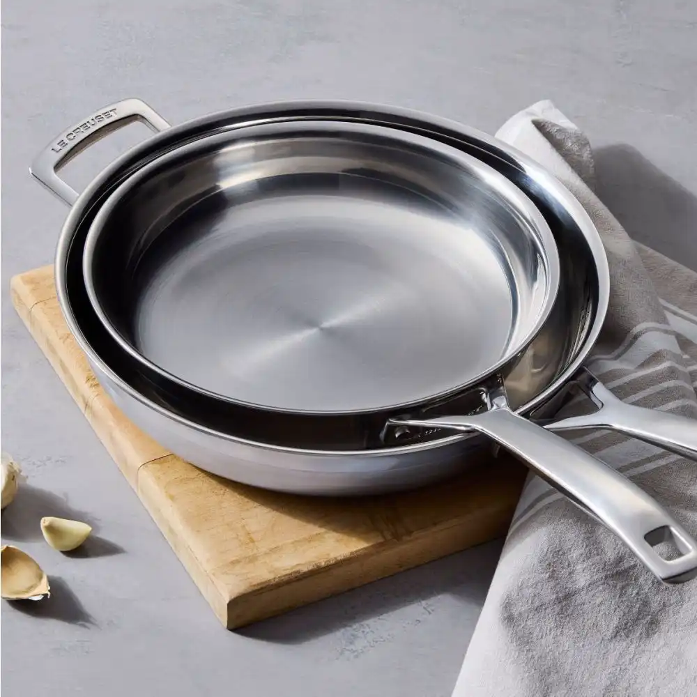 Alternative view of Le Creuset Classic Stainless Steel Fry Pan Set | 9.5" & 11"