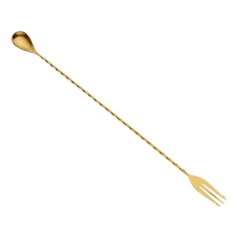 Mercer Barfly 15.75" Bar Spoon with Fork | Gold Plated