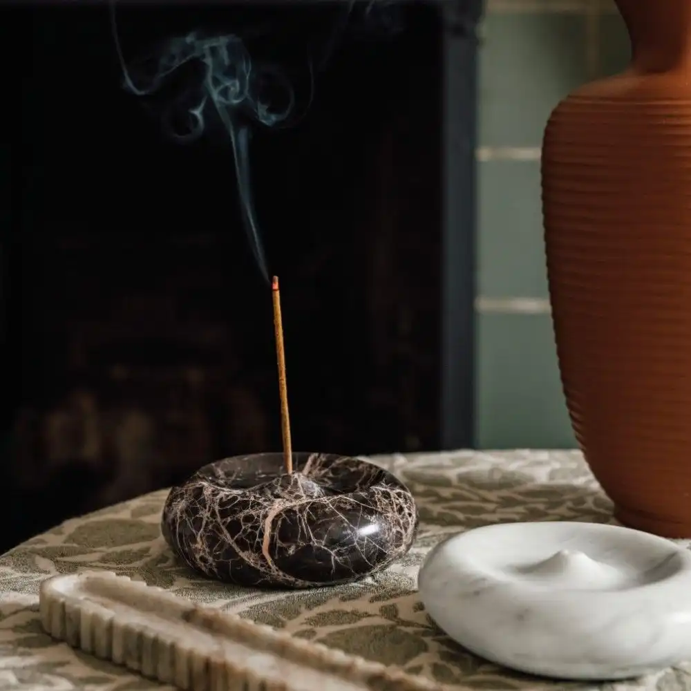 Alternative view of Danica Heirloom Round Incense Holder | Emperador Marble