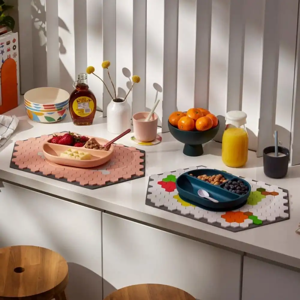Alternative view of Letterfolk 19" x 12" Placemats (Set of 2) | Classic Grey