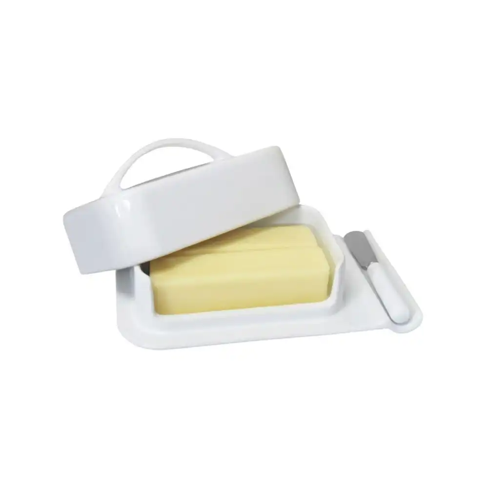 Butterie Porcelain Mess-Free Butter Dish | White