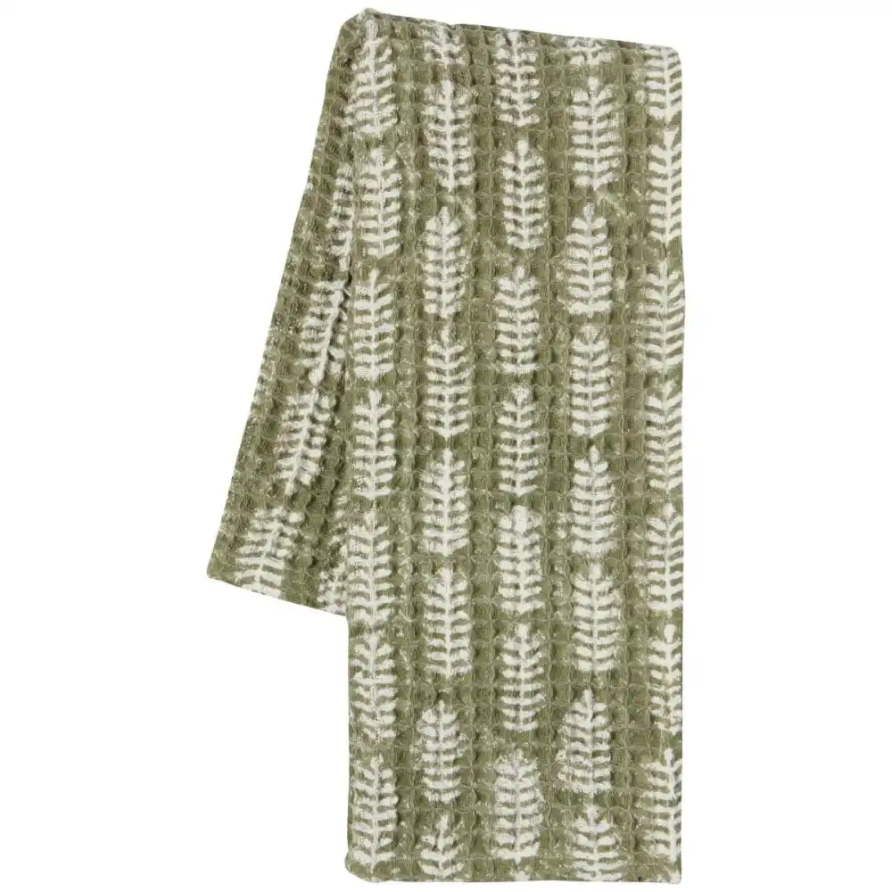 Alternative view of Danica Heirloom Block Print Waffle Dishtowel | Fern
