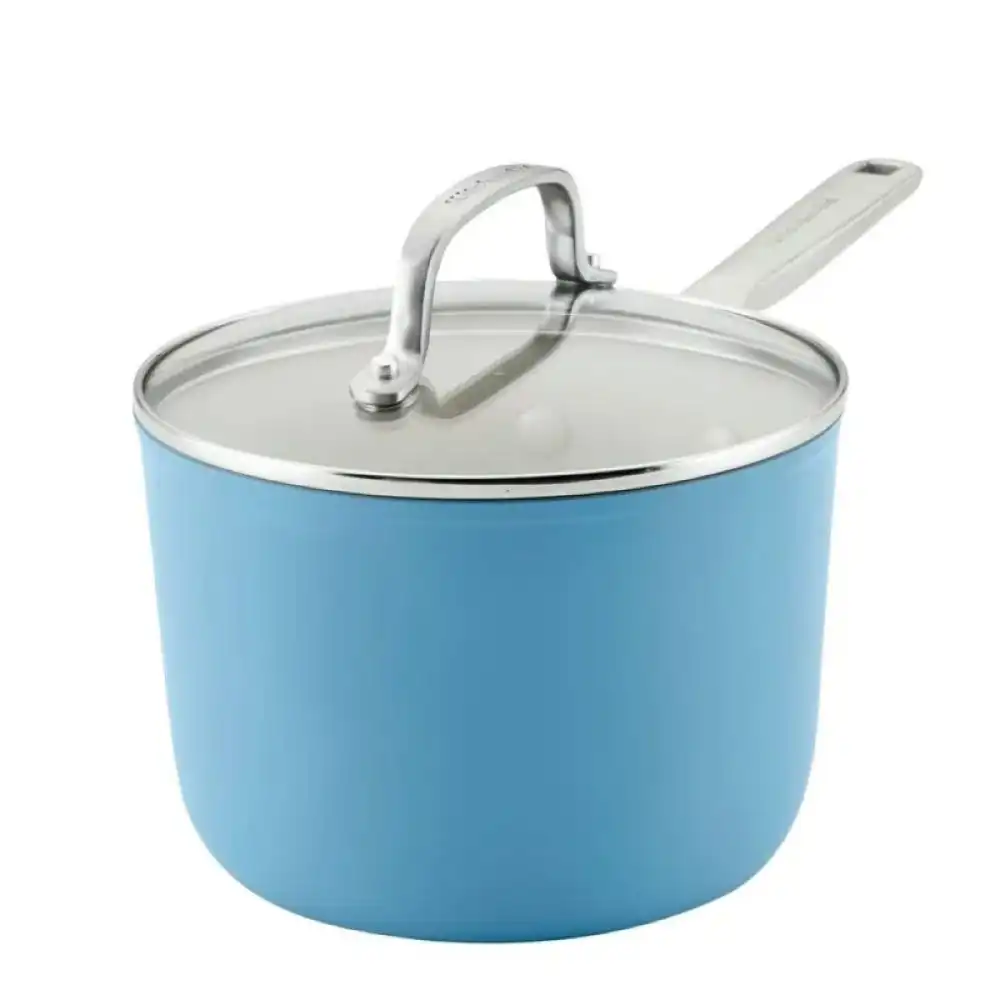 KitchenAid Hard Anodized Ceramic  3 Quart Covered Saucepan | Blue Velvet