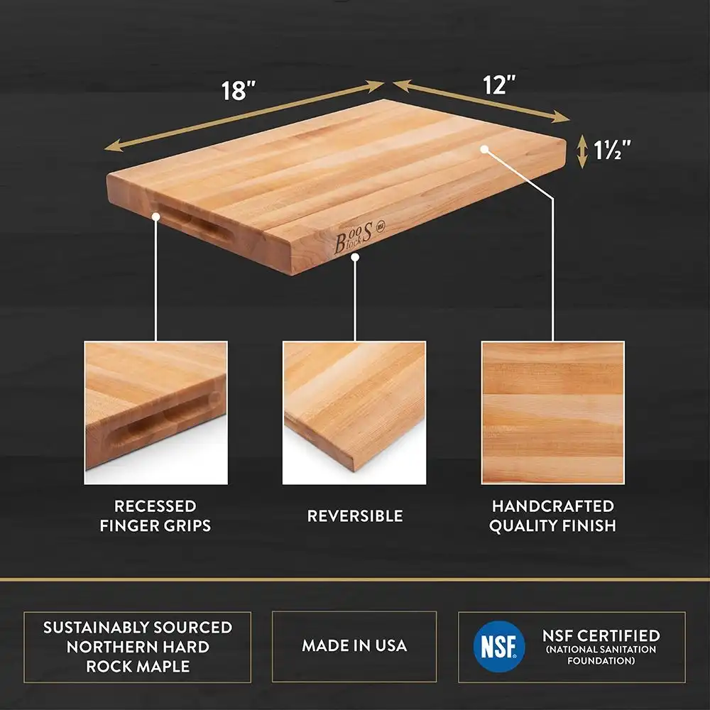 Alternative view of John Boos R-Board Series 18" x 12" x 1.5" Cutting Board | Northern Hard Rock Maple