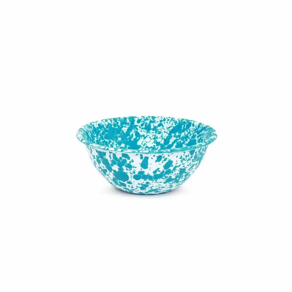 Crow Canyon Enameled 2-Quart Serving Bowl Turquoise Marble