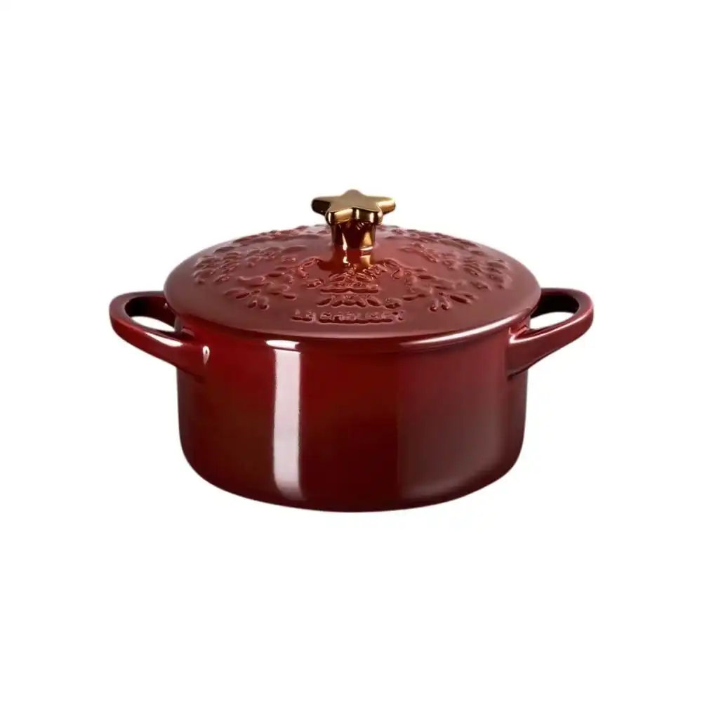 Alternative view of Le Creuset Stoneware 24oz Mini Round Cocotte with Gold Star Knob | Garnet