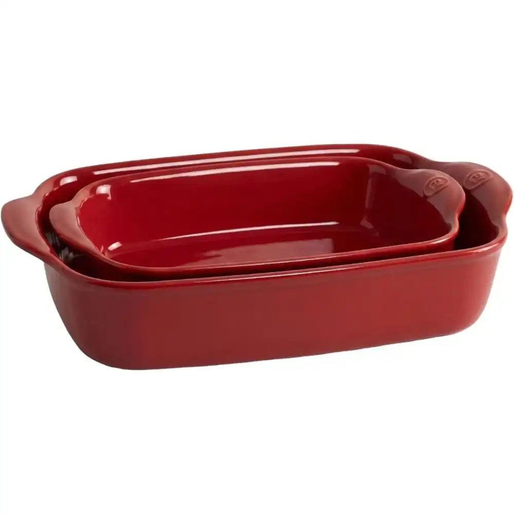 Emile Henry 2-Piece Small Rectangular Bakers | Burgundy
