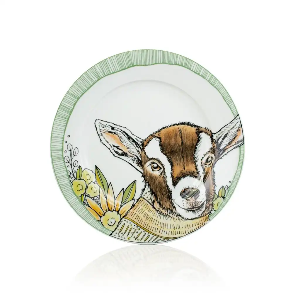 Alternative view of Everything Kitchens Barnyard Baby Animals 16-Piece Dinnerware Set with Glasses | "Caprine Caper Goats" - Kid