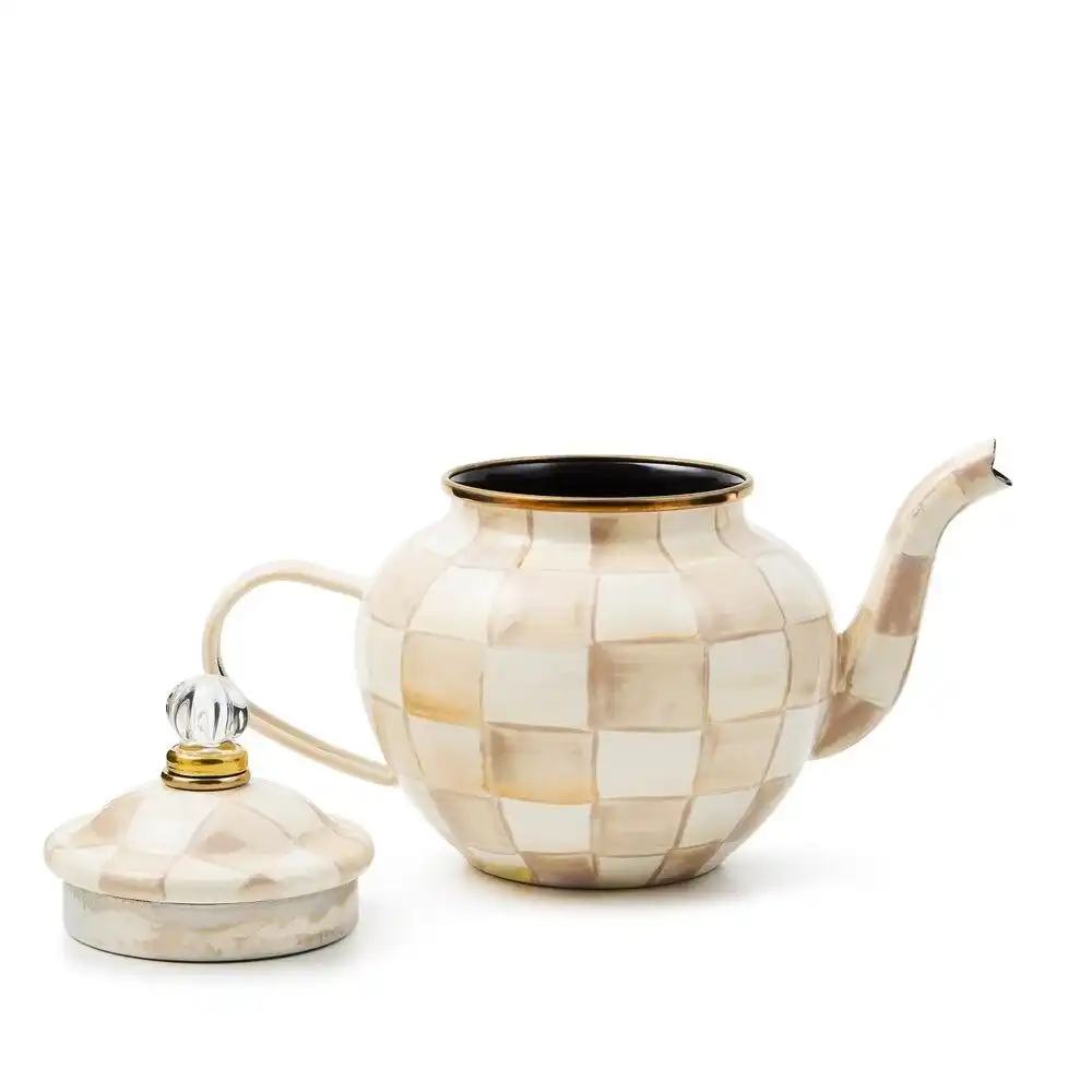 Alternative view of MacKenzie-Childs Mocha Check 4-Cup Teapot