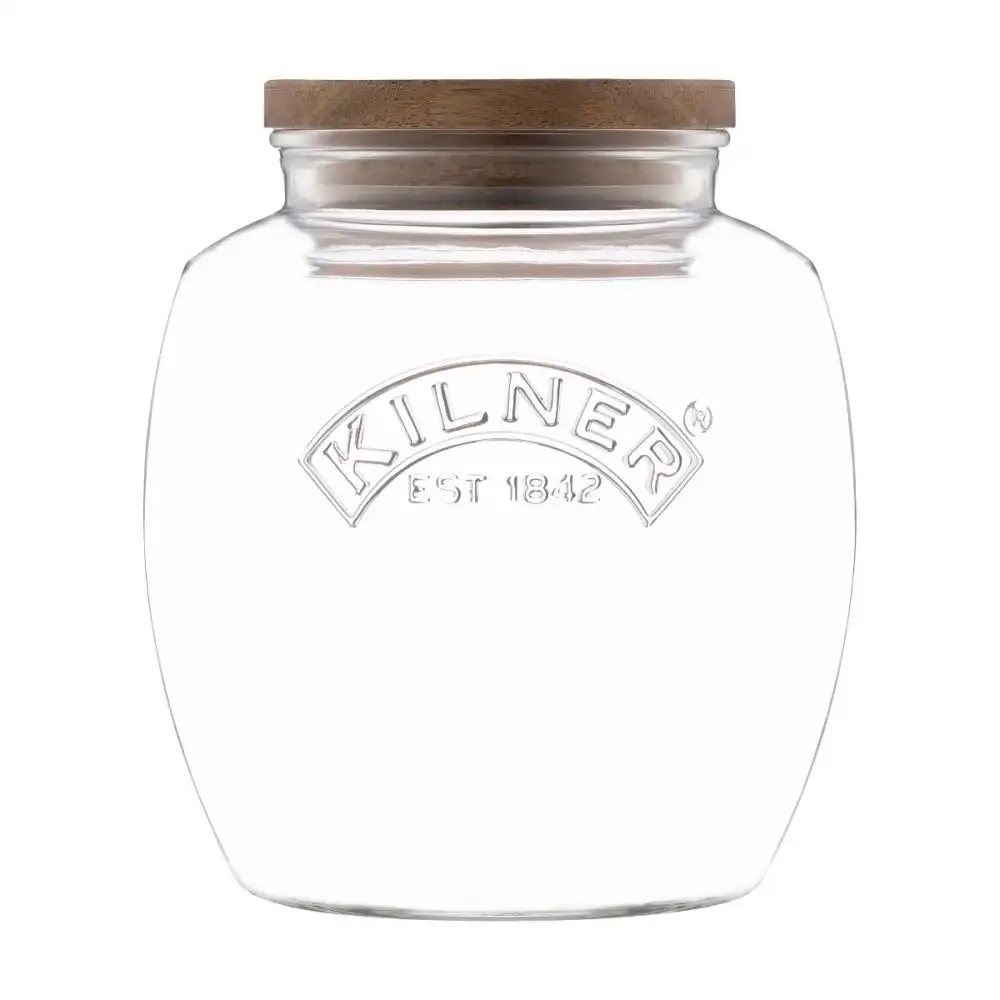 Kilner Universal Push Top Storage Jar with Wooden Lid | 67.6 oz