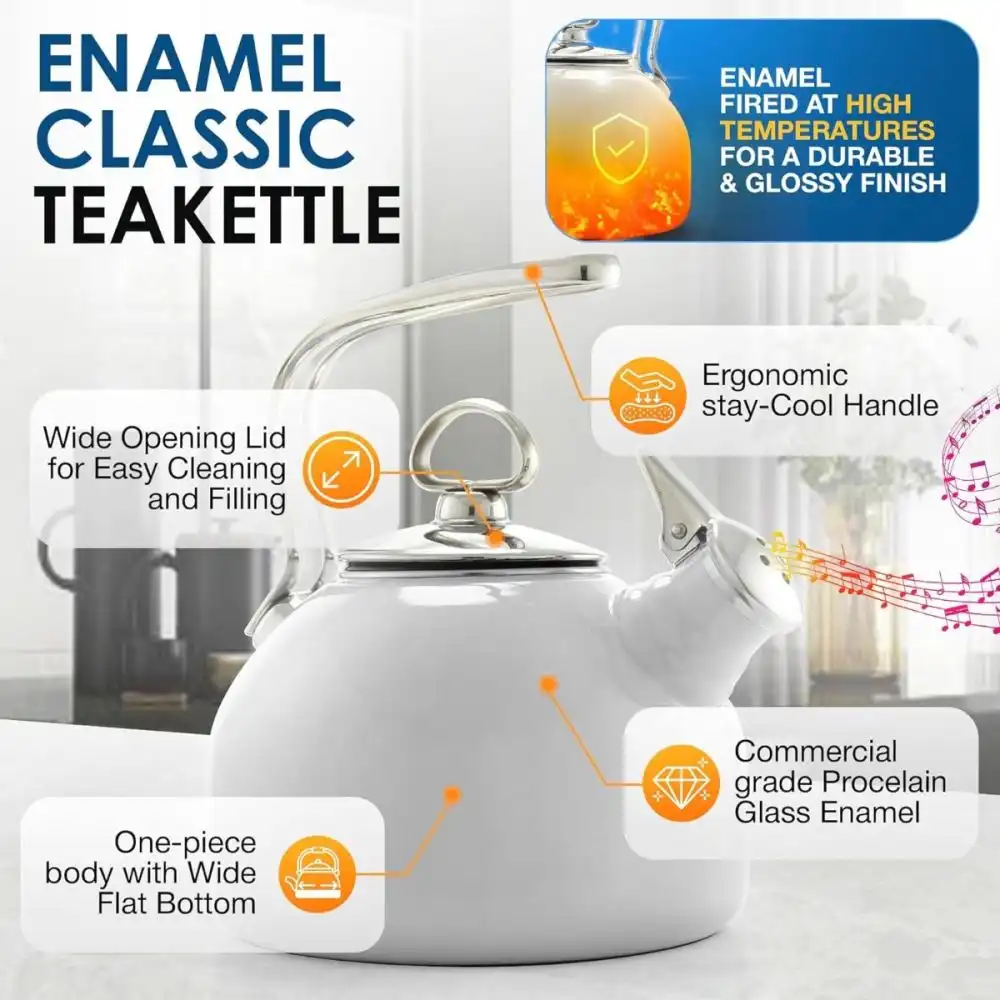 Alternative view of Chantal 1.8 Qt. Enamel-on-Steel Classic Tea Kettle | White