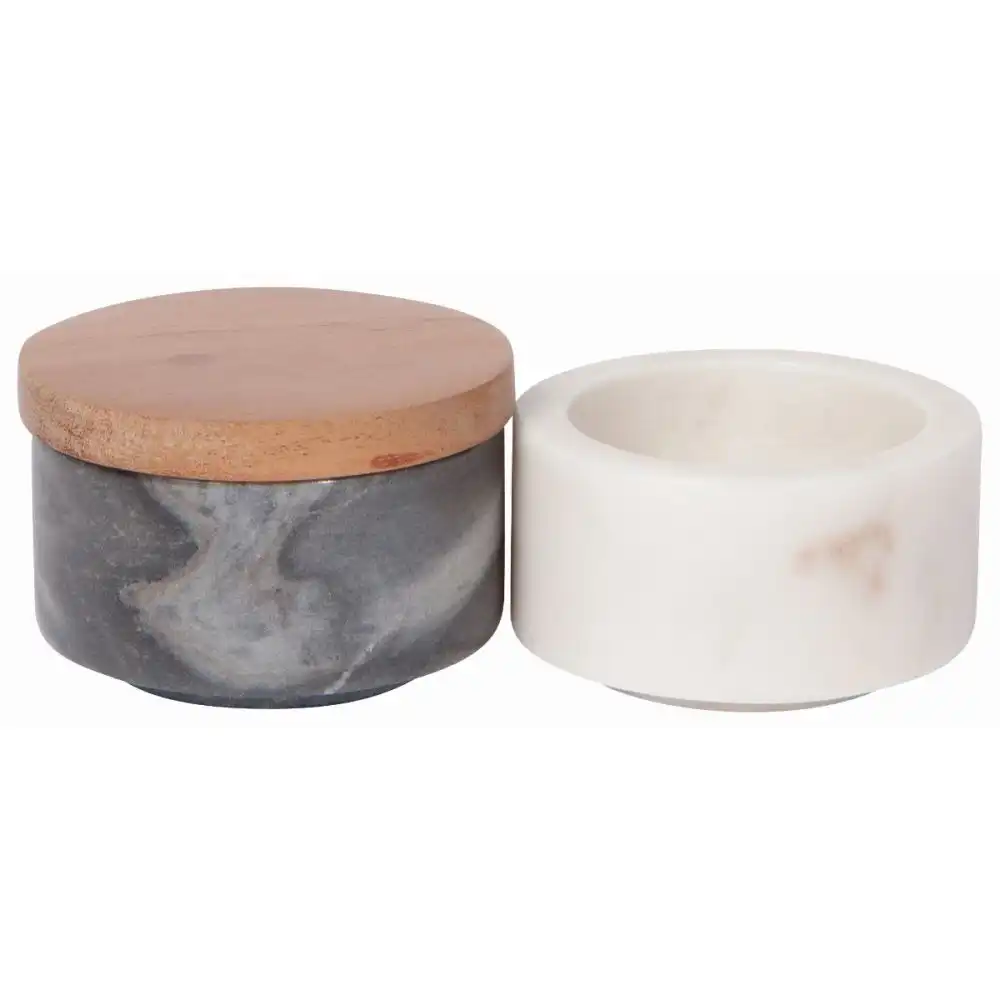Alternative view of Danica Heirloom Marble Salt Cellar | White & Slate