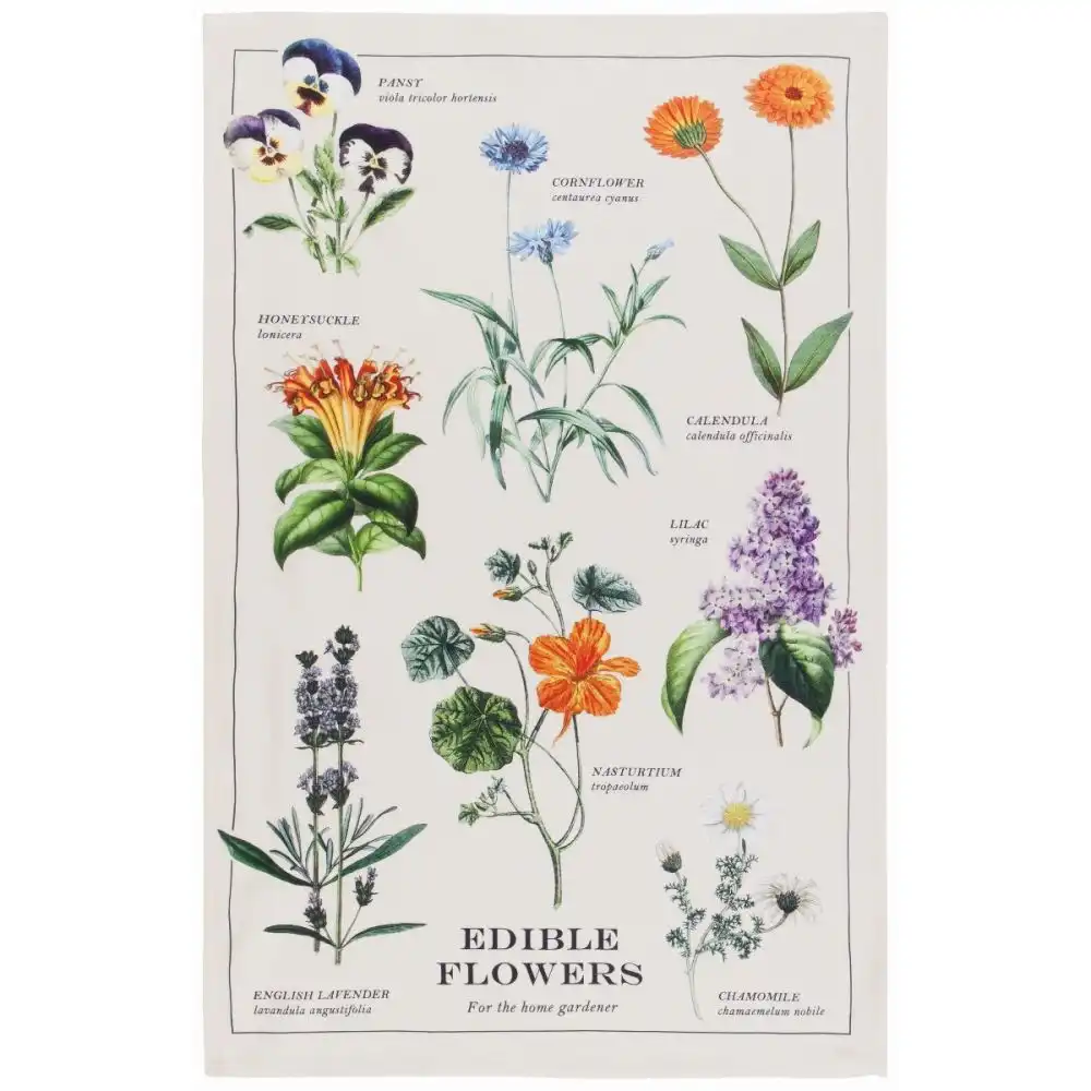 Now Designs by Danica 18" x 28" Printed Dishtowel | Edible Flowers
