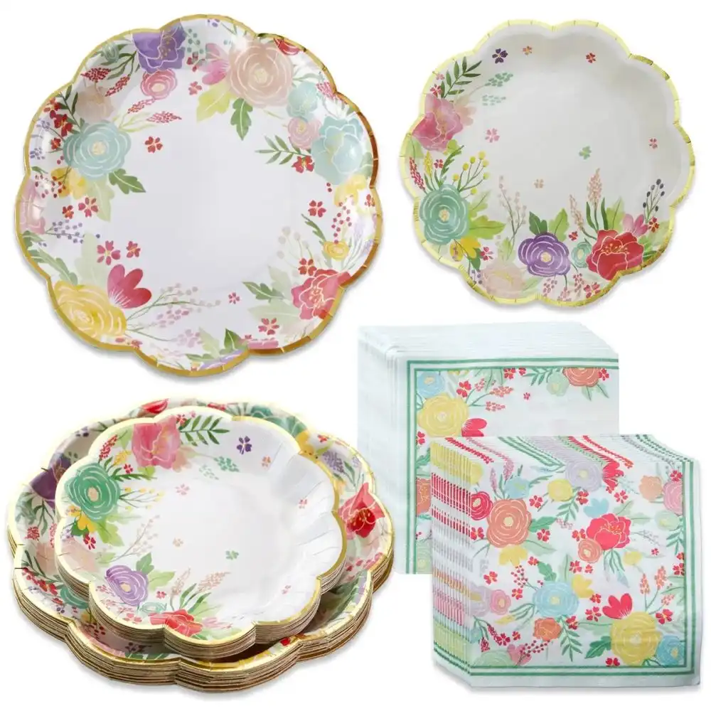 Kate Aspen Garden Blooms 62-Piece Party Tableware Set