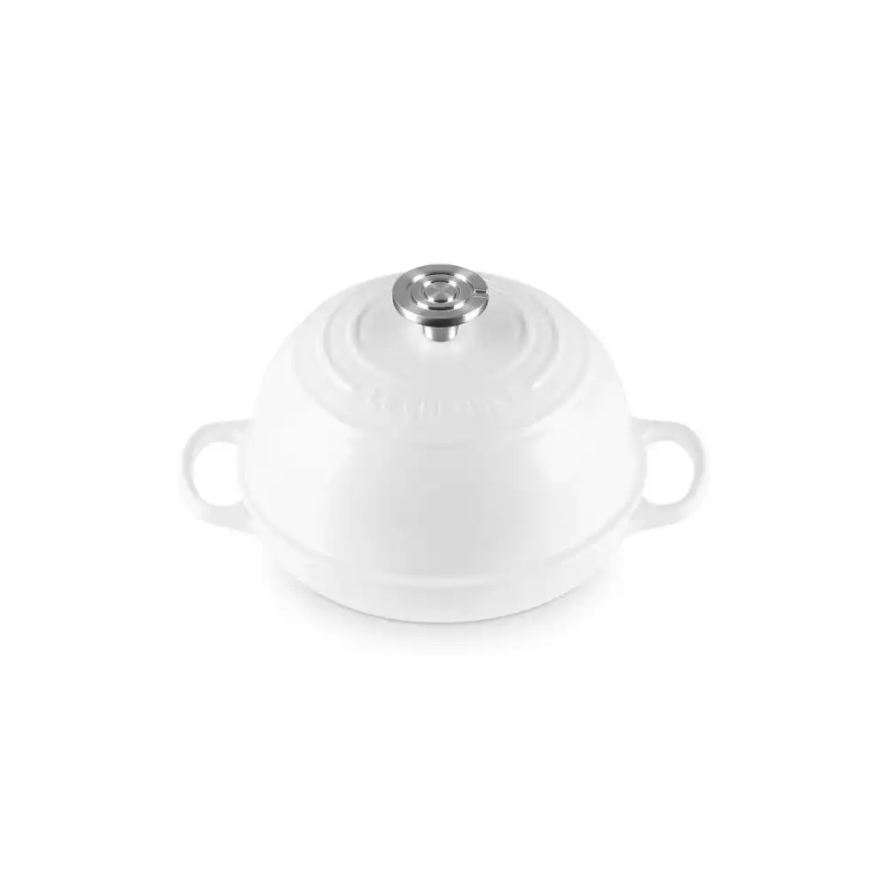 Le Creuset 9.5" Signature Round Bread Oven with Crucible Stainless Steel Knob | White