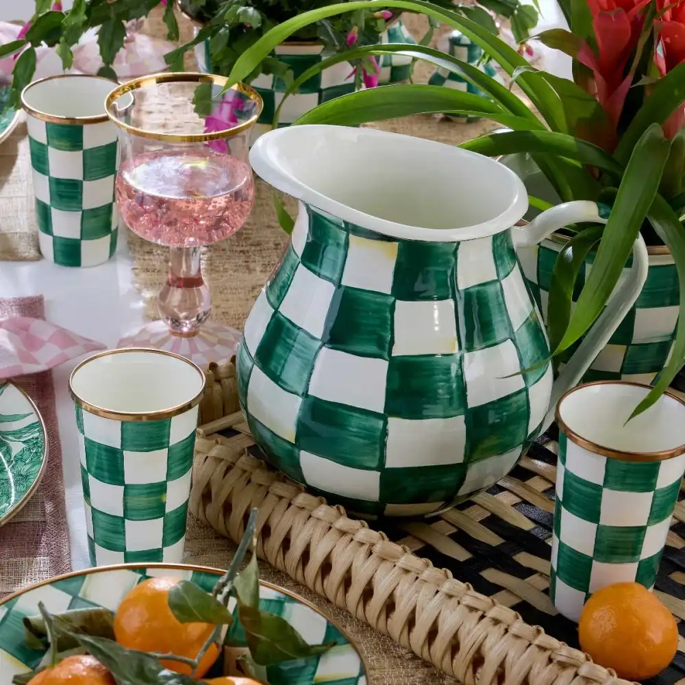 Alternative view of MacKenzie-Childs Emerald Check 3 Qt. Emerald Check Pitcher