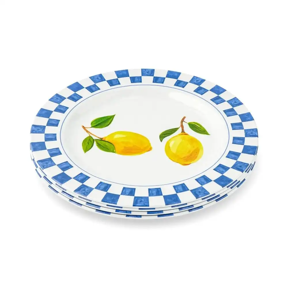 Core Home Lemon Check 11" Melamine Dinner Plates | 4-Piece