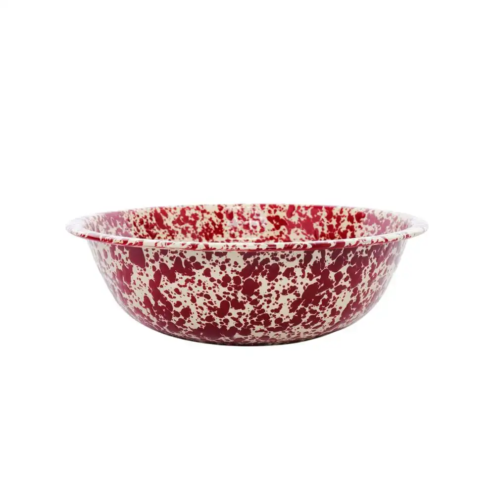 Crow Canyon Enamelware 8 Qt. Medium Basin | Burgundy and Cream Splatter