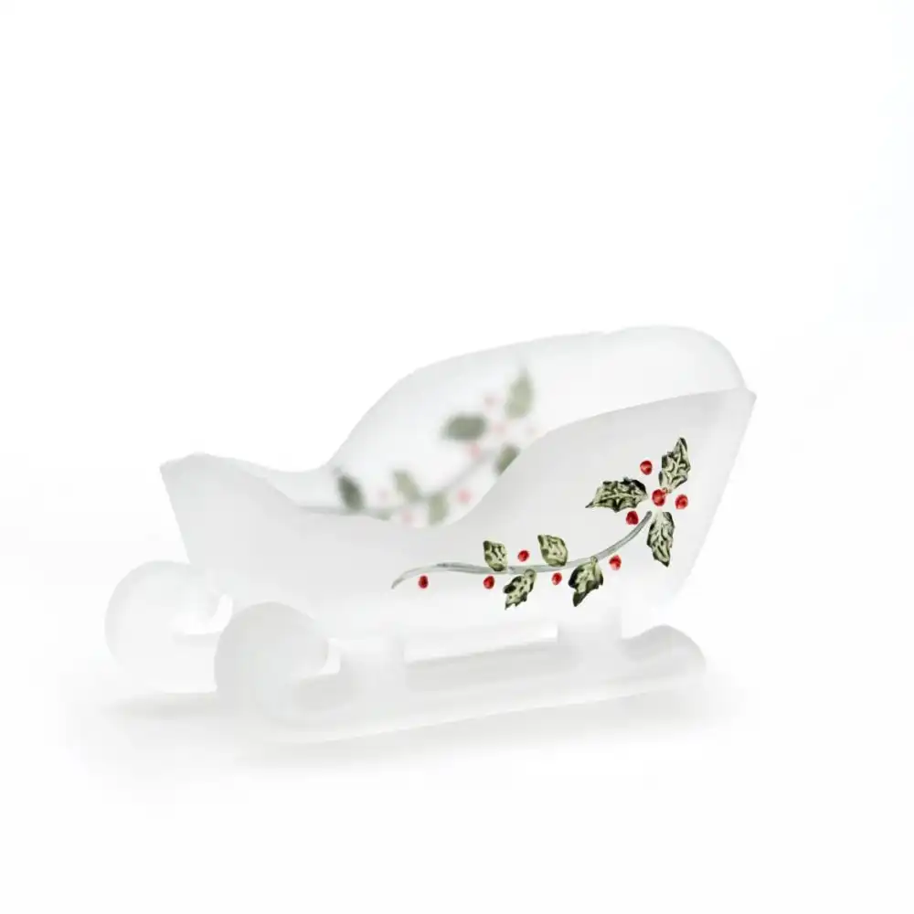 Mosser Glass Holiday Collection Mini Sleigh Figurine | Crystal Satin Decorated