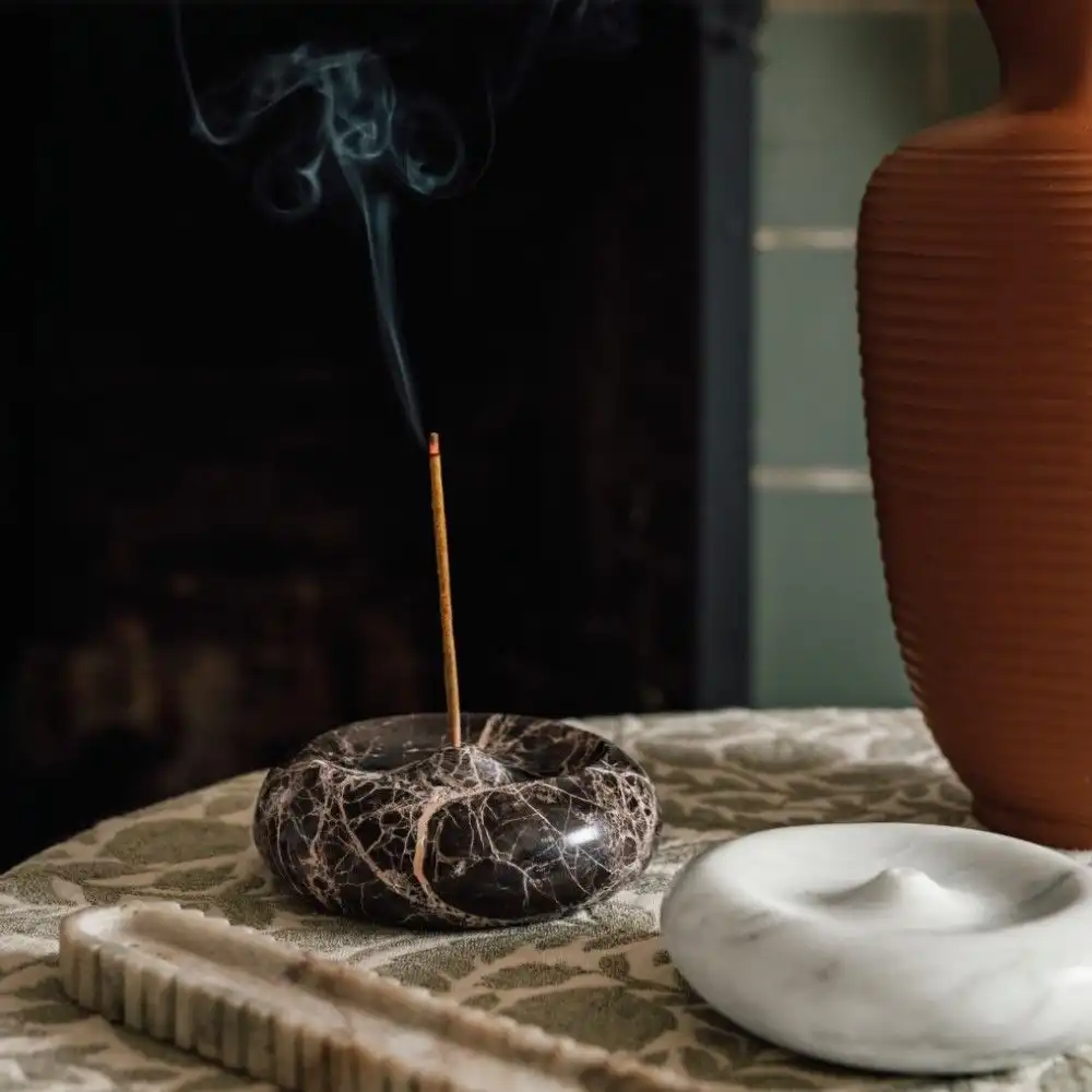 Alternative view of Danica Heirloom Round Incense Holder | Onyx Marble